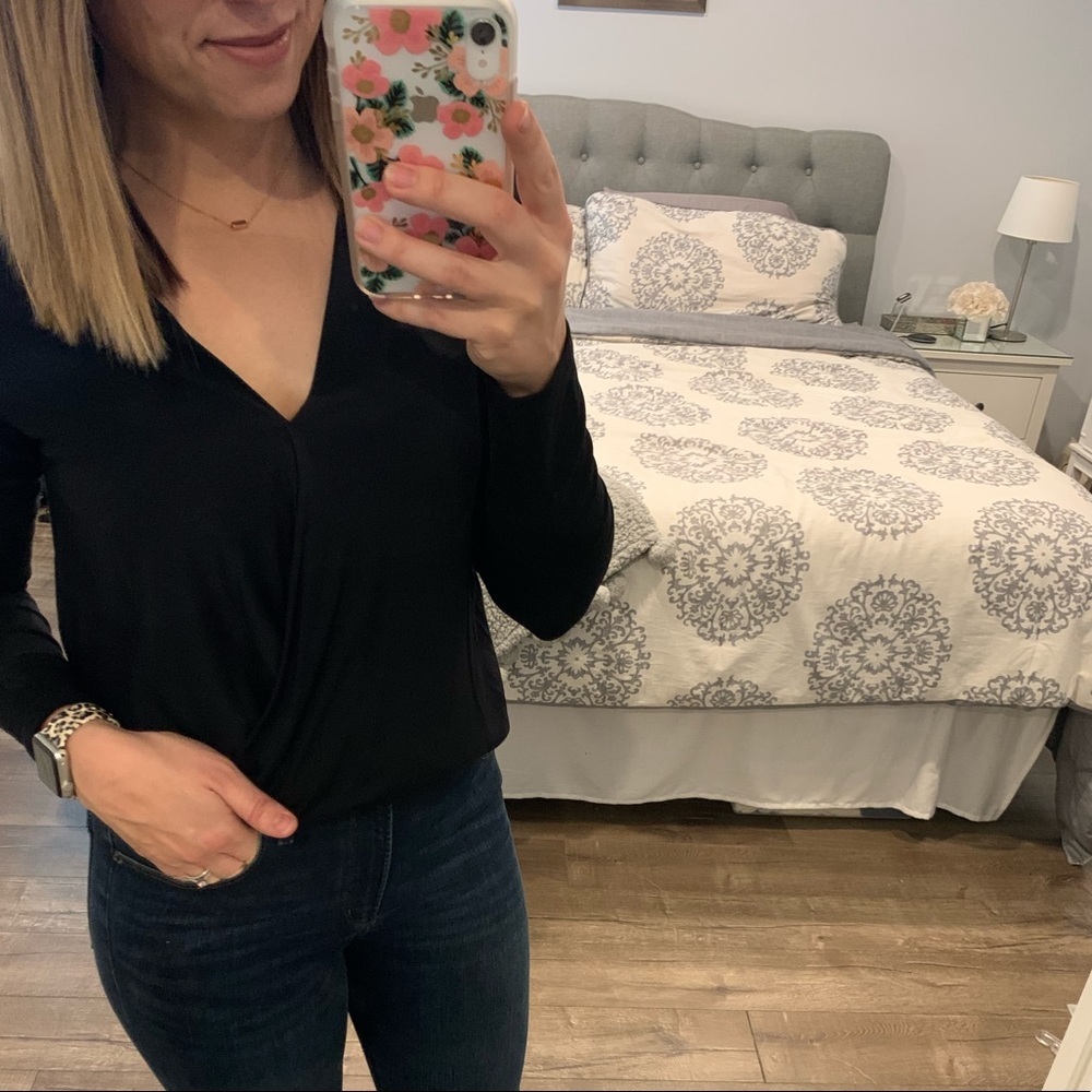 A New Day size XS long sleeve black blouse